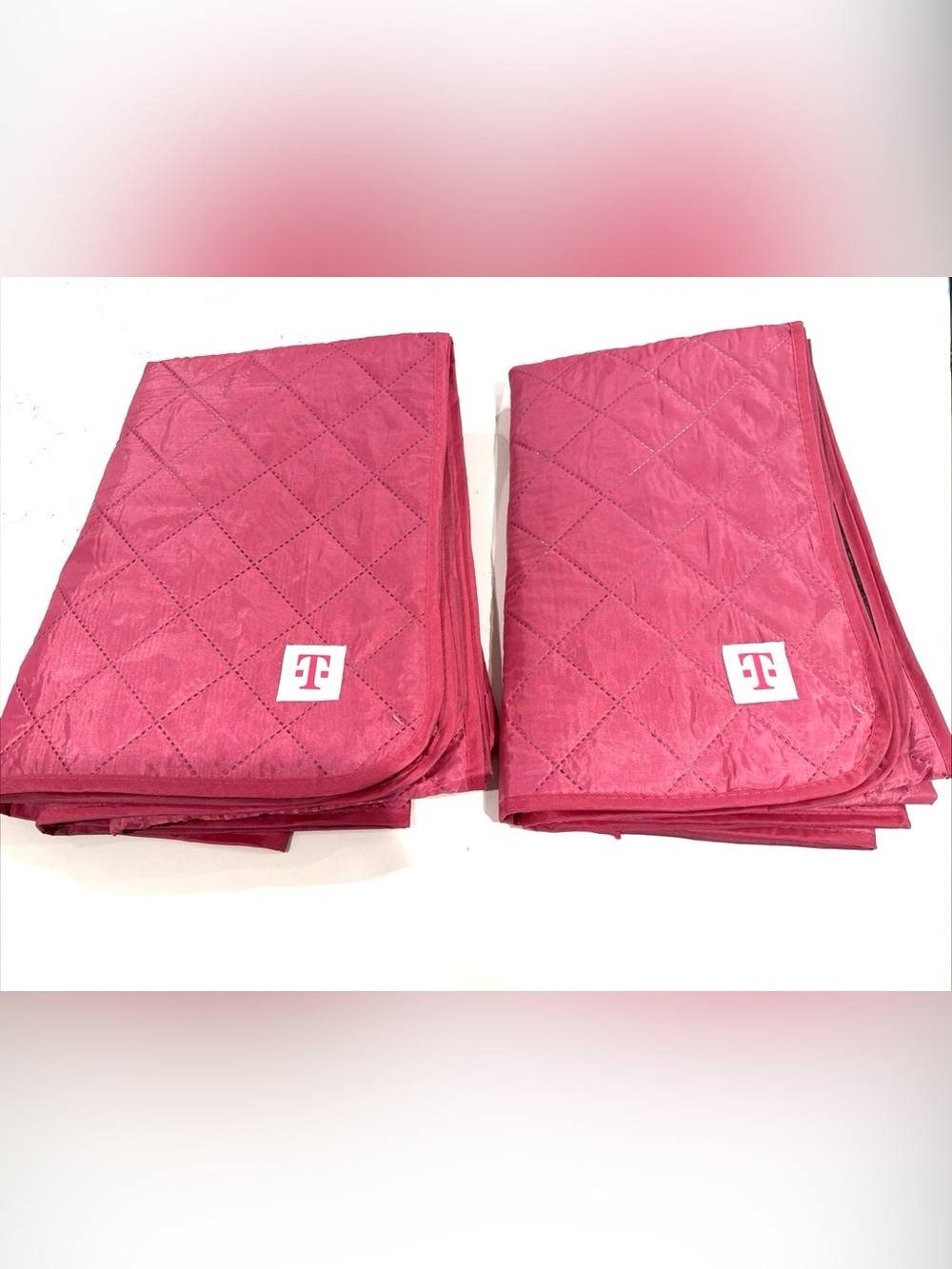 2 - T-Mobile Quilted Top Cozy Magenta Picnic Blankets 39.4”x 59.1”